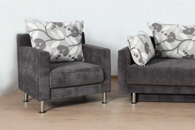 Szary Zestaw tapicerowany ARES kanapa i fotele