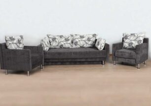 Szary Zestaw tapicerowany ARES kanapa i fotele