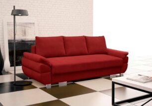 BRYLANT czerwona kanapa z funkcją spania i dużymi poduchami oparciowymi
