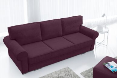 BORIS fioletowa kanapa w angielskim stylu. Rozkładana
