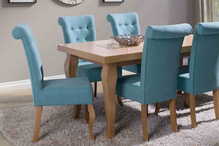 Niebieskie tapicerowane krzesło K45 do jadalni, salonu