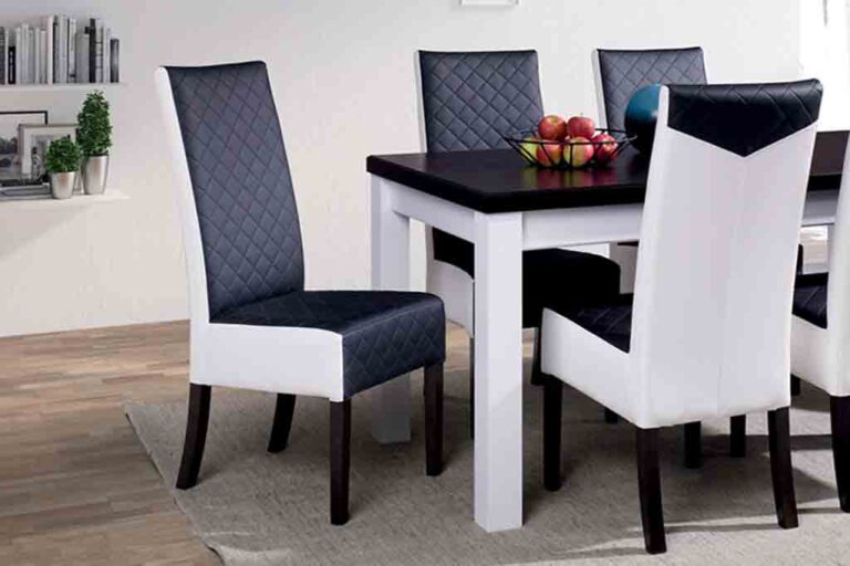 krzesła kuchnia meble kuchenne czarno-białe krzesła tapicerowane eleganckie krzesło