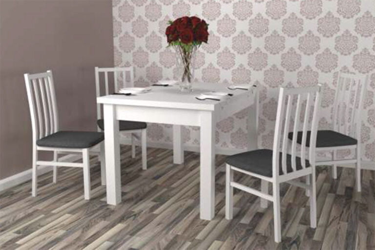 stół i krzesła zestaw kuchenne kuchnia meble biały